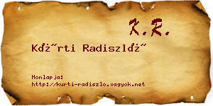 Kürti Radiszló névjegykártya